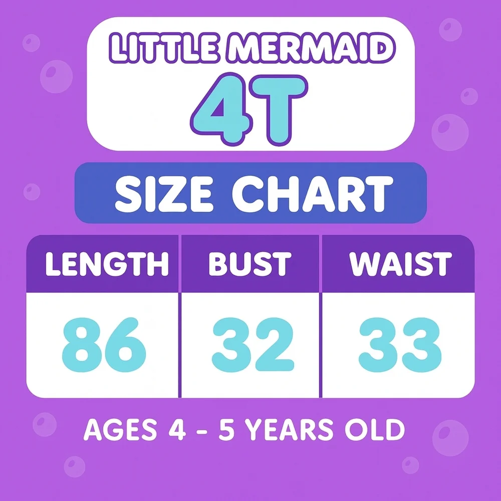 Little Mermaid Costume Dress 4T Purple & Teal Girls Disney Princess Gown